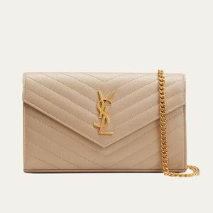 YSL Monogramme Large Grain de Poudre Wallet on Chain